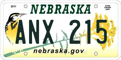 NE license plate ANX215