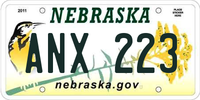NE license plate ANX223