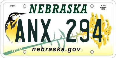 NE license plate ANX294