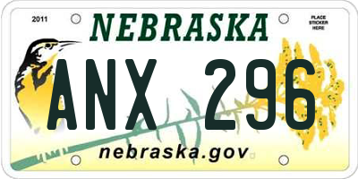 NE license plate ANX296