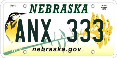 NE license plate ANX333