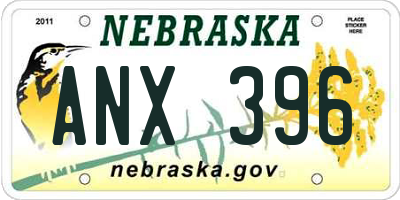 NE license plate ANX396