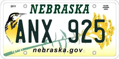 NE license plate ANX925