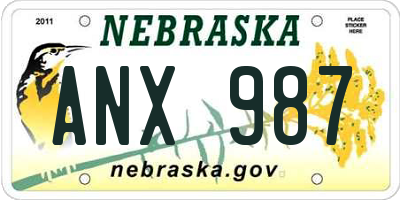 NE license plate ANX987