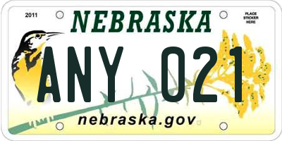 NE license plate ANY021