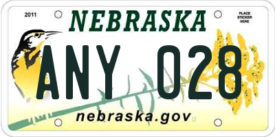 NE license plate ANY028