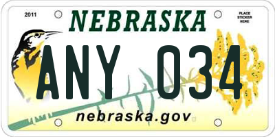 NE license plate ANY034