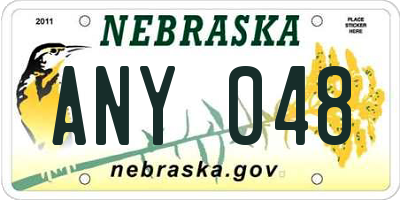 NE license plate ANY048