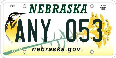 NE license plate ANY053