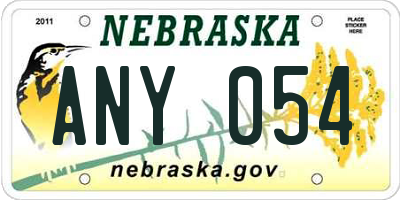NE license plate ANY054