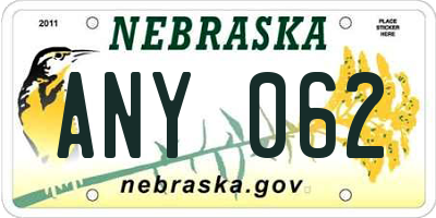 NE license plate ANY062