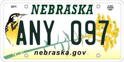 NE license plate ANY097