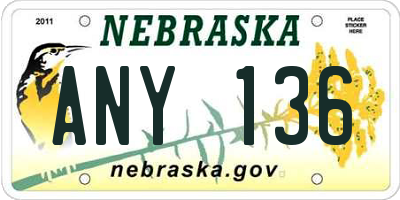 NE license plate ANY136