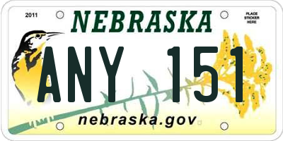 NE license plate ANY151