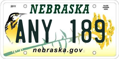 NE license plate ANY189