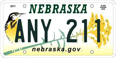 NE license plate ANY211