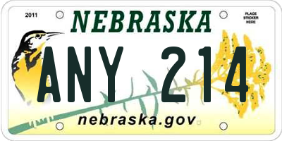 NE license plate ANY214