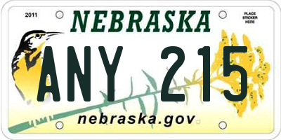 NE license plate ANY215