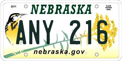 NE license plate ANY216
