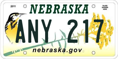 NE license plate ANY217