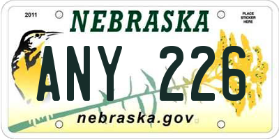 NE license plate ANY226
