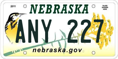 NE license plate ANY227