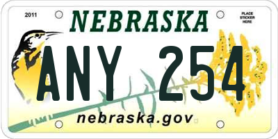 NE license plate ANY254