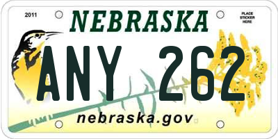 NE license plate ANY262