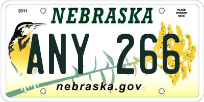 NE license plate ANY266