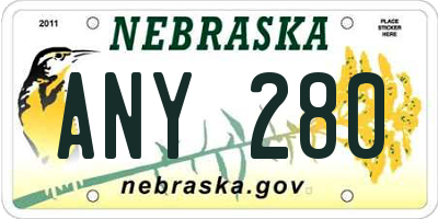 NE license plate ANY280