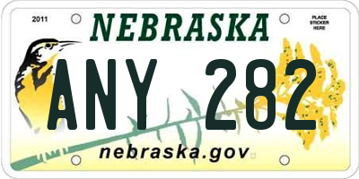 NE license plate ANY282