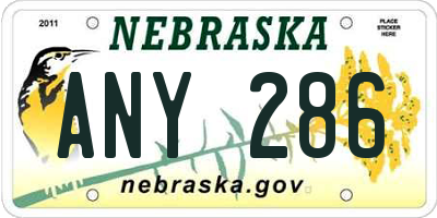NE license plate ANY286