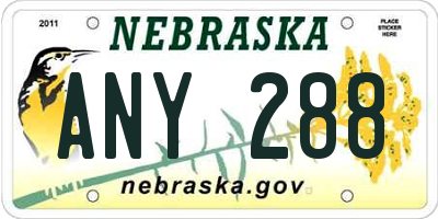 NE license plate ANY288