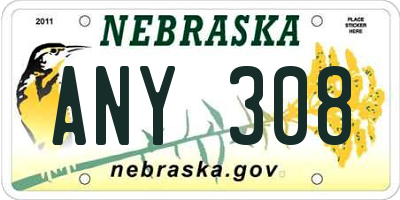 NE license plate ANY308