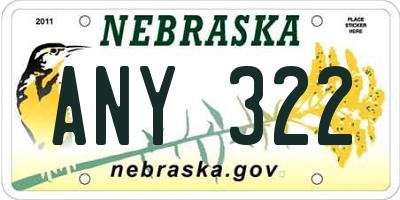 NE license plate ANY322