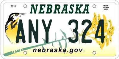 NE license plate ANY324