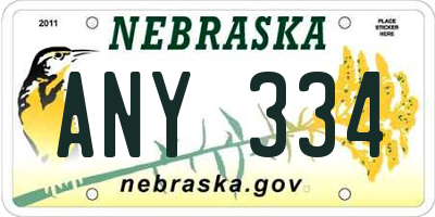 NE license plate ANY334