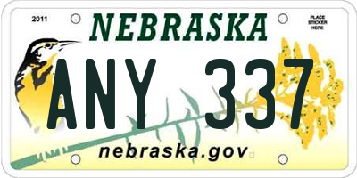 NE license plate ANY337