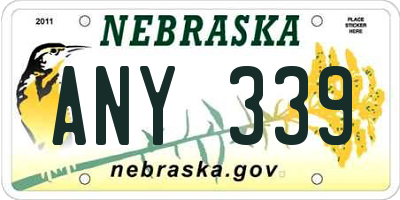 NE license plate ANY339