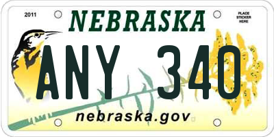 NE license plate ANY340