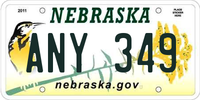 NE license plate ANY349