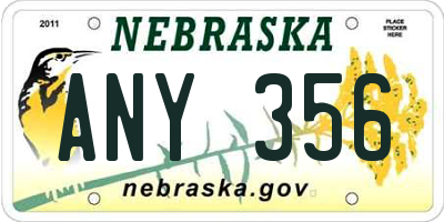 NE license plate ANY356