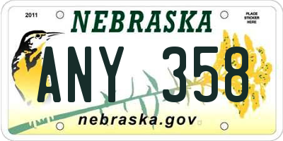 NE license plate ANY358
