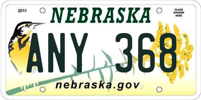 NE license plate ANY368