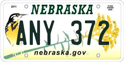 NE license plate ANY372