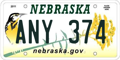 NE license plate ANY374