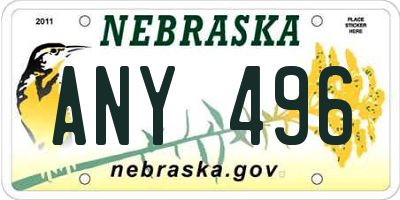 NE license plate ANY496