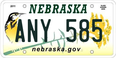 NE license plate ANY585