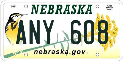 NE license plate ANY608