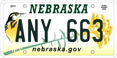 NE license plate ANY663